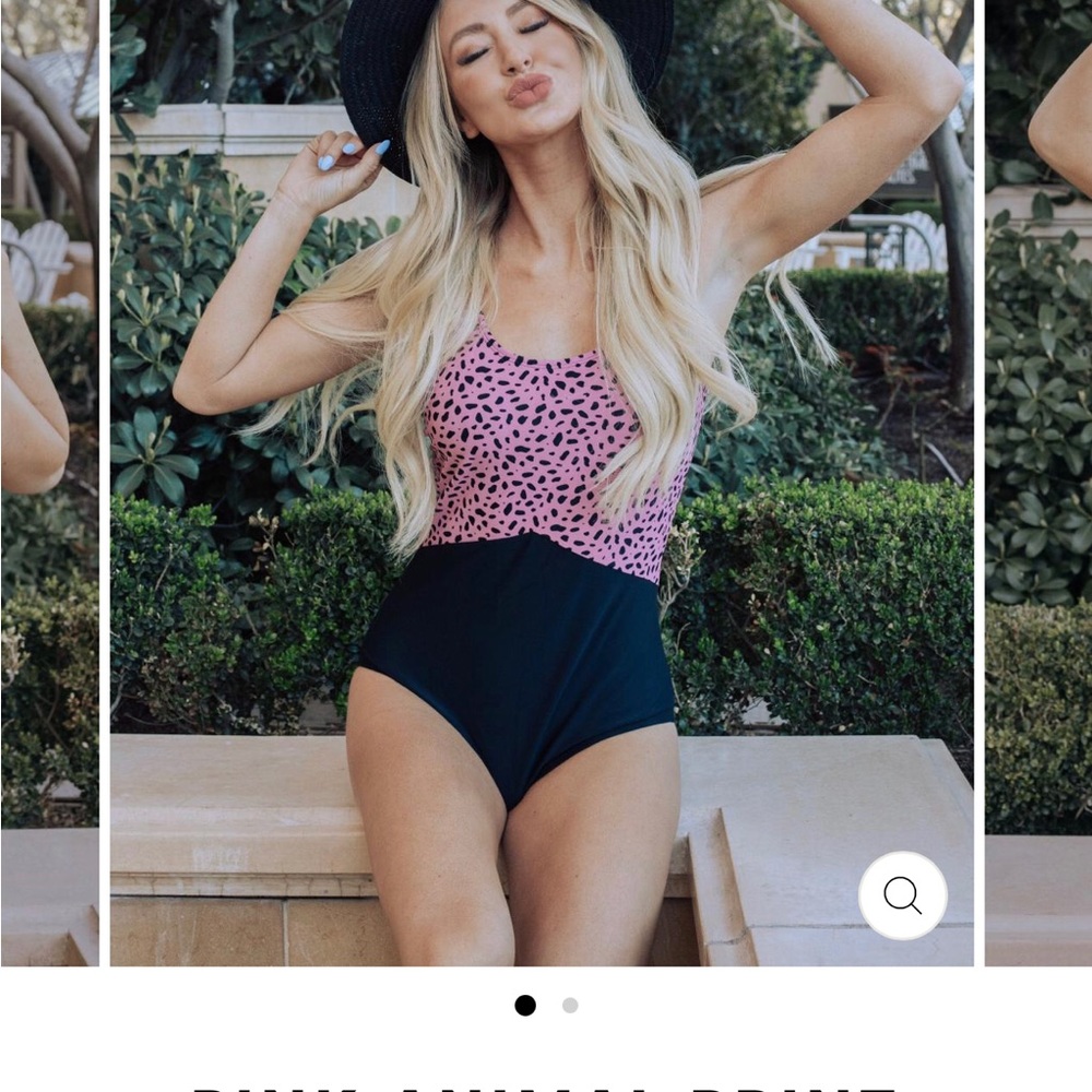 Pink Leopard one piece swimsuit. Size large